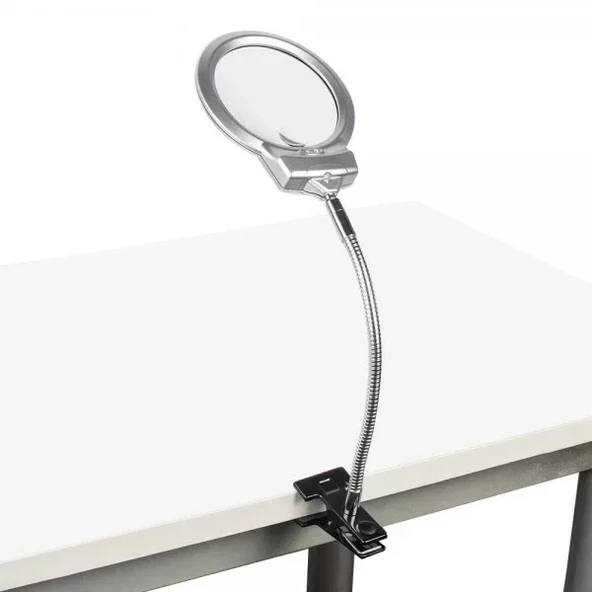 2.5x130 Mm 5x24 Mm Led Aydınlatmalı Büyüteç,masa Üstü Metal Hortum Mandallımg15124c - 7