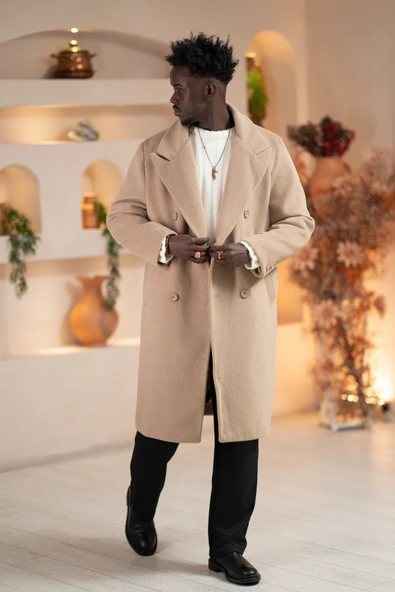 İtalyan Geniş Yaka Oversize (Bol Kesim) Salaş Uzun Kaban - 11