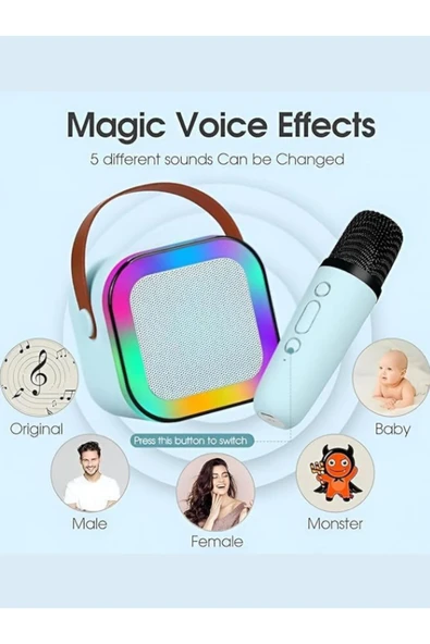 Concord K12 Kablosuz Bluetooth Hoparlör Karaoke Mikrofon 5 Ses Efektli Rgb Hd Stereo Ses Usb/Sd/FM - 4