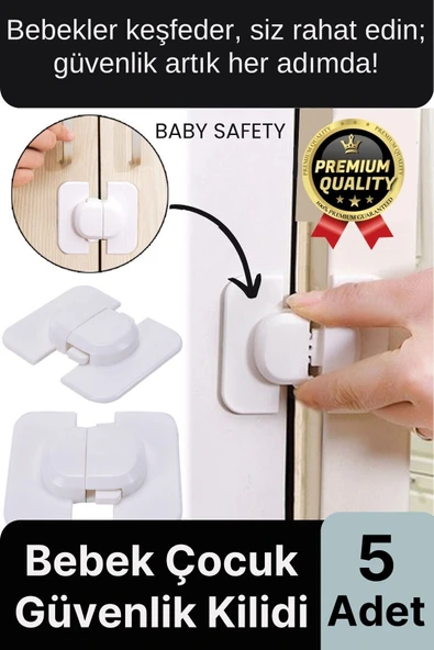 Özel Tasarım Buzdolabı Çekmece Pencere Dolap Sabitleyici 5 Adet Çocuk Bebek Koruyucu Güvenlik Kilidi