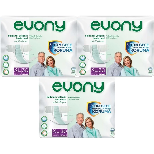 Evony Belbantlı Hasta Bezi 30lu XLarge - 3 Adet - 1
