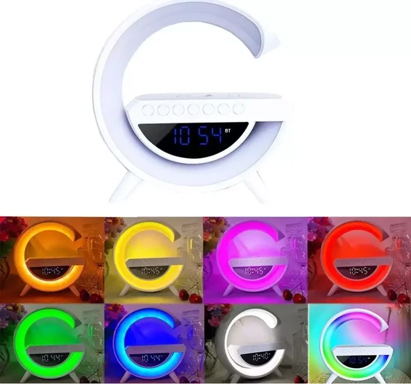 Concord Sr-S10 Kablosuz Şarj Standı Rgb Ledli Dijital Saatli Alarmlı Radyolu Bluetooth Hoparlör - 3