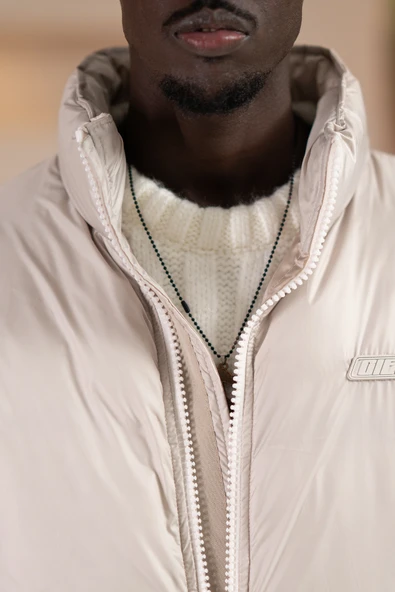 Oversize (Bol Kesim) Dik Yaka Fermuar Kapamalı Şişme Mont - 6