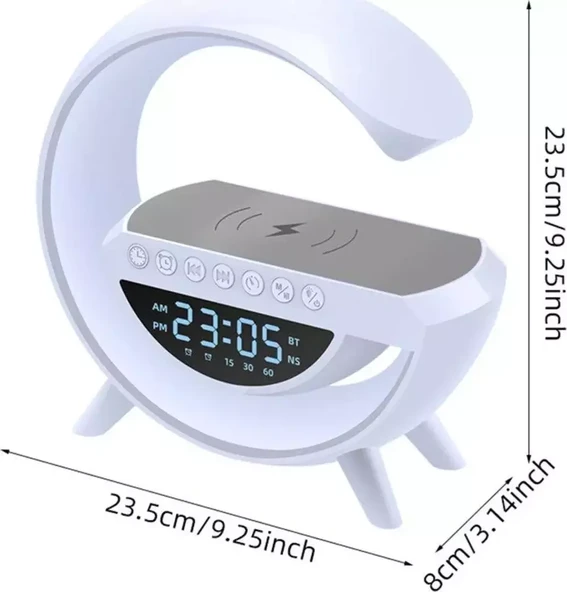 Concord Sr-S10 Kablosuz Şarj Standı Rgb Ledli Dijital Saatli Alarmlı Radyolu Bluetooth Hoparlör - 2