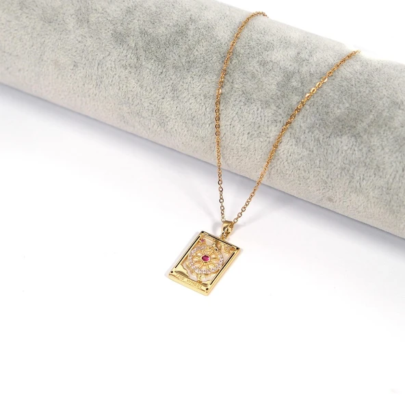 Çelik Kolye, Altın Kaplama Tarot Kadın Kolye K-118 - Resim 2