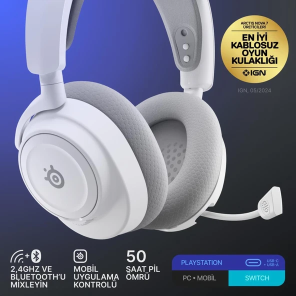 Steelseries Arctis Nova 7P Gen2 Kablosuz Beyaz Gaming Kulaklık - 5