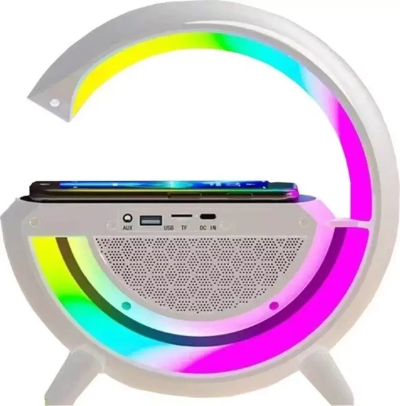 Concord Sr-S10 Kablosuz Şarj Standı Rgb Ledli Dijital Saatli Alarmlı Radyolu Bluetooth Hoparlör - 4
