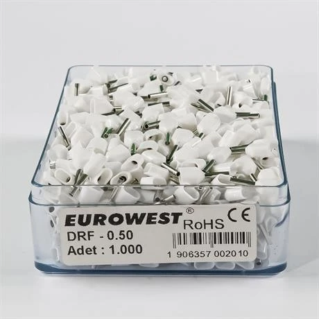 Eurowest 2x0,50mm Beyaz Çift Girişli İzoleli Yüksük ( 1 Kutu 1000 Adet ) ürün görseli 1