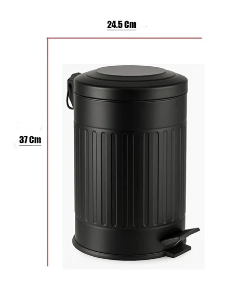 Vintage 12 Lt Yavaş Kapanır Kapaklı Ofis Mutfak Banyo Balkon Çöp Kovası Siyah - Resim 4