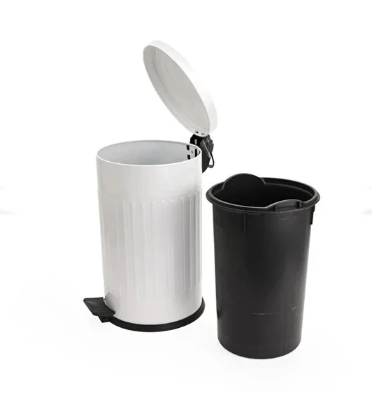 Vintage 16 Lt Yavaş Kapanır Kapaklı Ofis Mutfak Banyo Balkon Çöp Kovası Beyaz - Resim 4