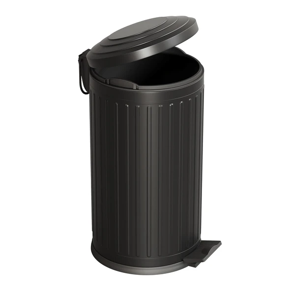 Vintage 16 Lt Yavaş Kapanır Kapaklı Ofis Mutfak Banyo Balkon Çöp Kovası Siyah - Resim 4