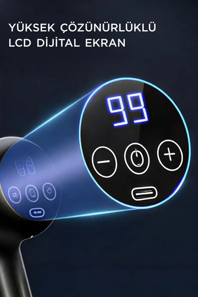 Lenovo N3 Gri Darbeli Titreşimli Masaj Tabancası Güçlü 1800mah Şarjlı 8 Başlıklı Egzersiz Aleti - Resim 3