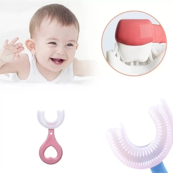 Silikon Çocuk Diş Fırçası Tartar Temizleyici (2-12 Yaş) - Pembe - 4
