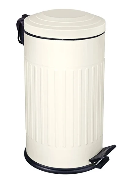 Vintage 16 Lt Yavaş Kapanır Kapaklı Ofis Mutfak Banyo Balkon Çöp Kovası Krem - Resim 2