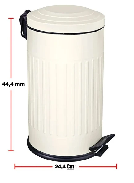 Vintage 16 Lt Yavaş Kapanır Kapaklı Ofis Mutfak Banyo Balkon Çöp Kovası Krem - Resim 4