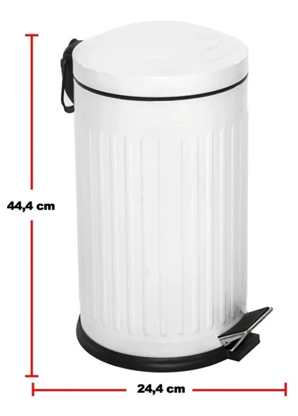 Vintage 16 Lt Yavaş Kapanır Kapaklı Ofis Mutfak Banyo Balkon Çöp Kovası Beyaz - Resim 5