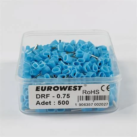 Eurowest 2x0,75mm Mavi Çift Girişli İzoleli Yüksük ( 1 Kutu 500 Adet ) ürün görseli 1