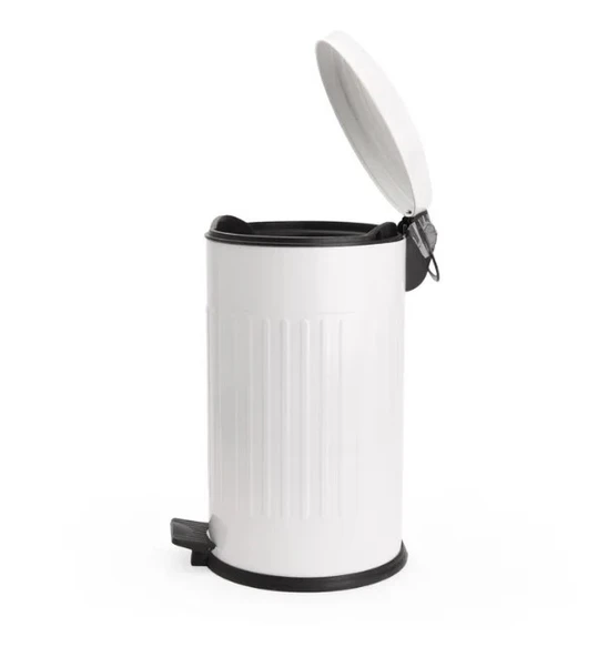 Vintage 12 Lt Yavaş Kapanır Kapaklı Ofis Mutfak Banyo Balkon Çöp Kovası Beyaz - Resim 3