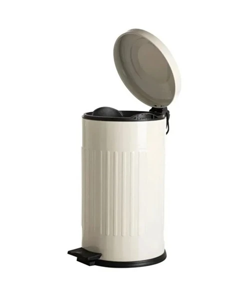 Vintage 16 Lt Yavaş Kapanır Kapaklı Ofis Mutfak Banyo Balkon Çöp Kovası Krem - Resim 3