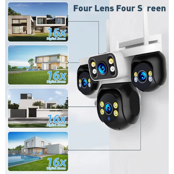 XCAMPRO 4 Kameralı 20MP NVR Güvenlik Kamerası Seti (256GB SSD Dahil) – 4K AOV PTZ Kontrol 7/24 Kayıt - 7