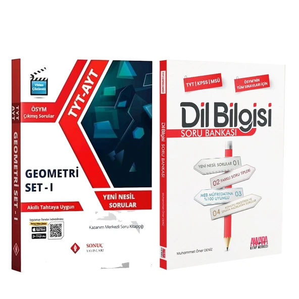 Sonuç Yayınları TYT AYT Geometri Set 1 ve AKM Dil Bilgisi Soru Bankası Seti 2 Kitap ürün görseli