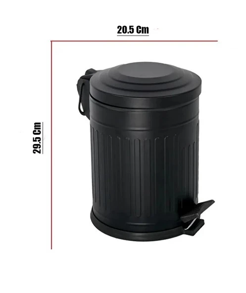 Vintage 5 Lt Yavaş Kapanır Kapaklı Ofis Mutfak Banyo Balkon Çöp Kovası Siyah - Resim 5