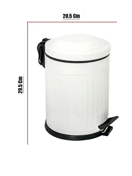Vintage 5 Lt Yavaş Kapanır Kapaklı Ofis Mutfak Banyo Balkon Çöp Kovası Beyaz - Resim 5