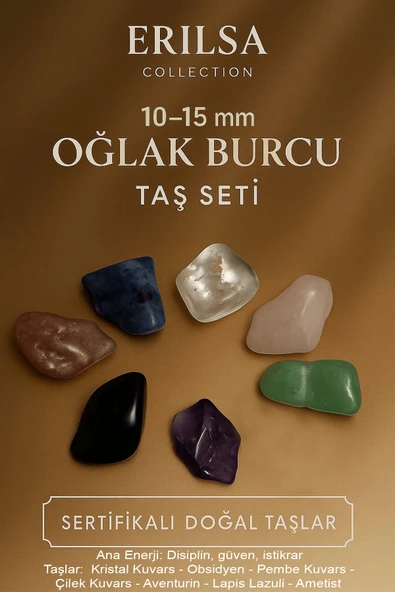 Sertifikalı Oğlak Burcu Doğal Taş Kütle Seti 10-15 mm - Disiplin Güven ve İstikrar Enerjisi ürün görseli