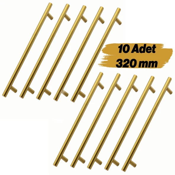 Mobilya Kulp Mutfak Dolap Çekmece Dolabı Kapak Kulpları Kulbu Gold Altın 320 mm 32 cm Metal (10 Adet) ürün görseli