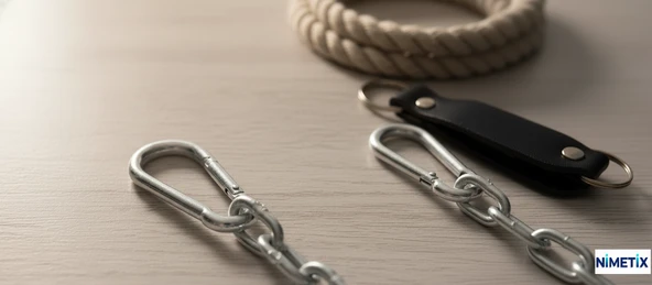 2’li Çelik Karabina 8MM Seti 150 Kg Taşıma, Dayanıklı Mandallı Kanca ASKI APARAT ürün görseli