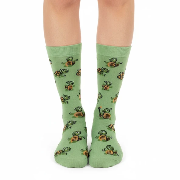 Tortoise  Socks Desenli Unisex Soket Çorap - 3