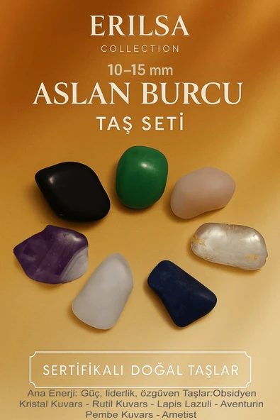 Sertifikalı Aslan Burcu Doğal Taş Kütle Seti 10-15 mm - Güç Liderlik ve Özgüven Taşları ürün görseli