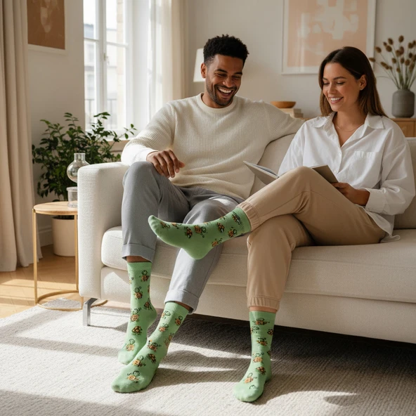 Tortoise  Socks Desenli Unisex Soket Çorap - 9