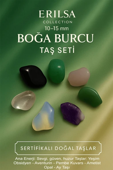 Sertifikalı Boğa Burcu Doğal Taş Kütle Seti 10-15 mm – Sevgi Güven ve Huzur Enerjisi Taşları ürün görseli