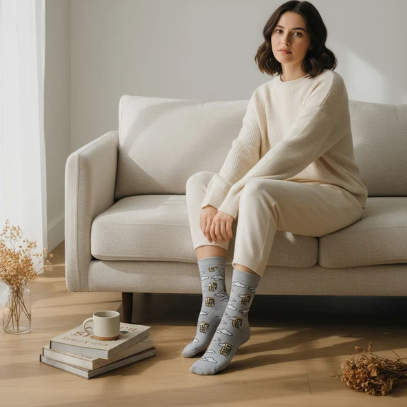 Tired Socks  Desenli Unisex Soket Çorap - 8