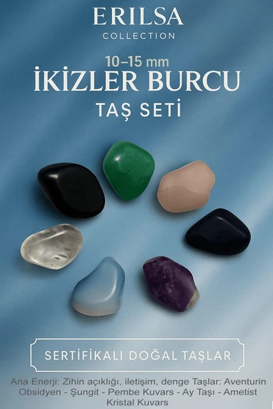 Sertifikalı İkizler Burcu Doğal Taş Kütle Seti 10-15 mm - Zihin Açıklığı ve Denge Enerjisi Taşları ürün görseli
