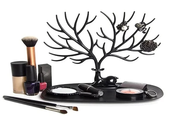 Siyah Geyik Mücevher Organizeri - Geyik Şeklinde Yüzük Küpe Kolye Düzenleyici - 3