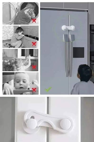 Bebek Çocuk Güvenliği Çekmece Ve Dolap İçin Kendiliğinde Yapışkanlı Vidasız Kapak Kilidi - 2