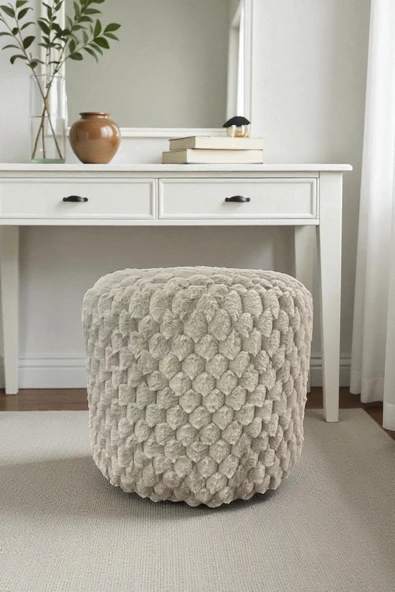 VISIONARIO Silindir Puf - MILANO Yumuşak Rabbit Kumaş (Tavşan Tüyü) Modern Konforlu Dekoratif Puf&Bench ürün görseli 1