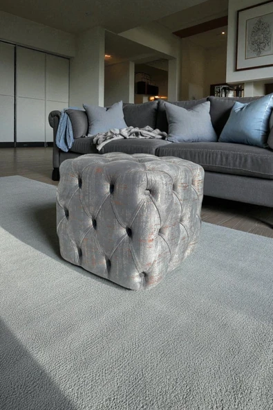 VISIONARIO Küp Puf - BEST İthal Kadife Babyface Kumaş Varak Baskı - Modern Ve Şık Oturma Dekoratif Puf&Bench ürün görseli