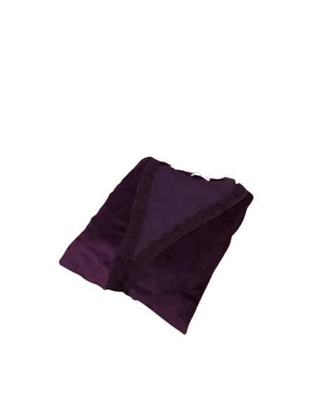 Modalove Kadın 3 Lü Sabahlıklı Fransız Kadife Pijama Takımı - 9