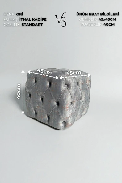 VISIONARIO Küp Puf - BEST İthal Kadife Babyface Kumaş Varak Baskı - Modern Ve Şık Oturma Dekoratif Puf&Bench - Resim 2
