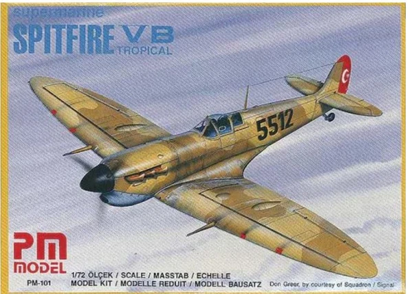 PM Model 101 1/72 Supermarine Spitfire VB Tropical Avcı Uçağı Demonte Plastik Maketi