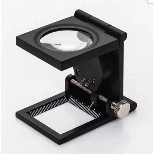 28x28 Mm Katlanır Sayaçlı Metal Lüp, 2 Led Işıklı Büyüteç Tekstil Th9005a ürün görseli
