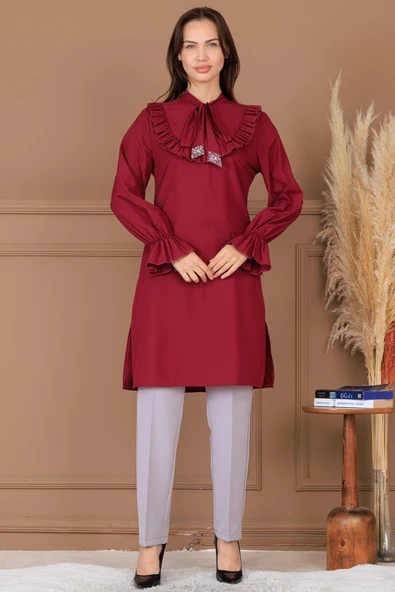 Asil Tesettür Tunik Bordo - Resim 2
