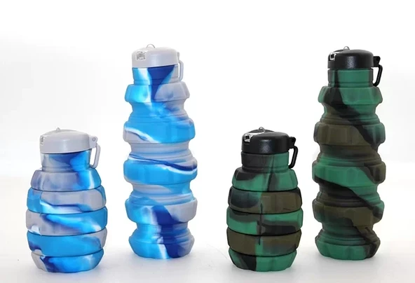El Bombası Tasarımı Katlanabilir Portatif Silikon Su Şişesi 500 Ml Alk3139 ürün görseli 1