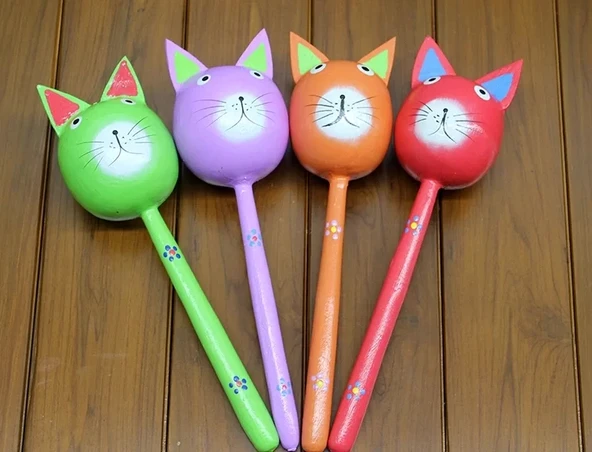 Ahşap Kedi Marakas Tekli Polos:29 ürün görseli