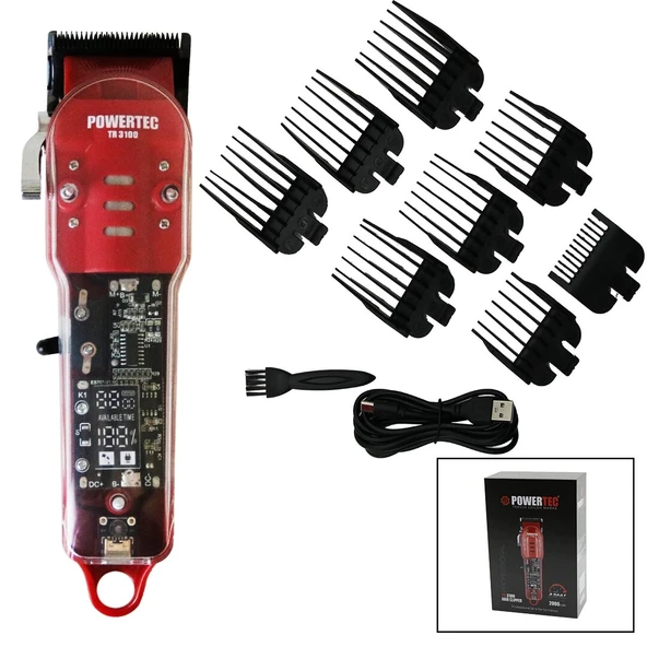 SAÇ - SAKAL KESME TRAŞ MAKİNESİ  ŞEFFAF ANA KARTLI GÖVDE - USB ŞARJLI GÖSTERGELİ - TARAK AYAR MANDALLI TR-3100 (5365) ürün görseli 1