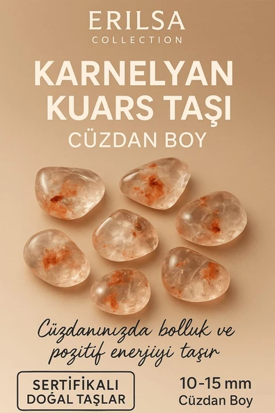 Sertifikalı Karnelyan Kuvars Taşı Kütle 10-15 mm – Bolluk Neşe ve Motivasyon Taşı ürün görseli