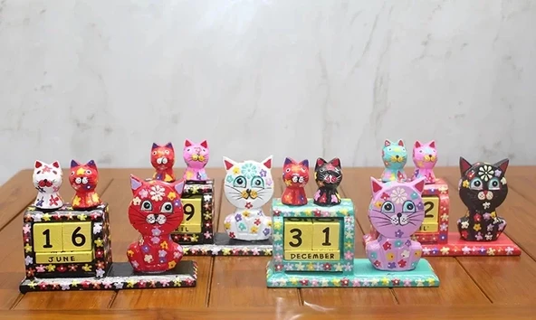 Ahşap Kedili Takvim Polos-17 ürün görseli 1